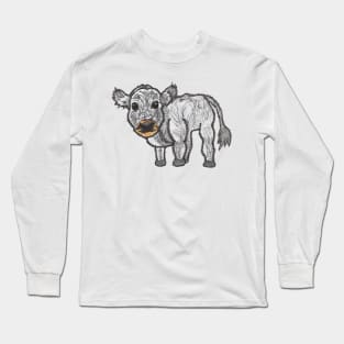 Grey fluffy cow Long Sleeve T-Shirt